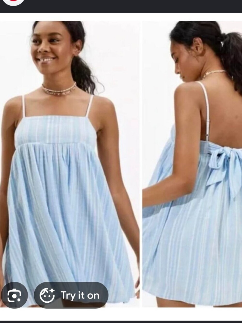 A.E Light Blue Striped Spaghetti Sundress Size XL